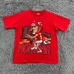 Official Fan Sportswear Tshirt Large Joe Montana KC Chiefs Single Stitch Vintage